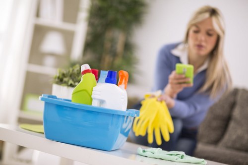 Close-up of safety equipment used by carpet cleaners